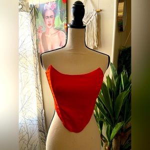 Orange Silk Corset Top